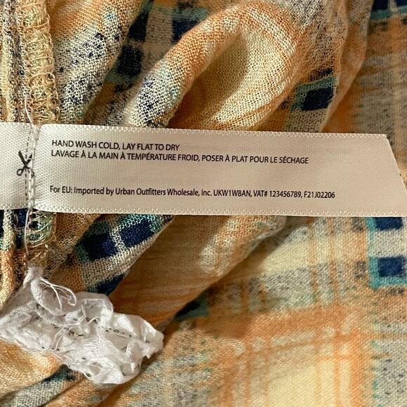 Free People One Grunge Ombré Plaid Top - Yellow Multi - Medium - Picture 11 of 16